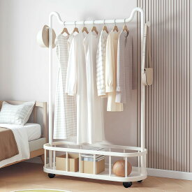 【クーポンで30%OFF】猫耳 ハンガーラック スリム おしゃれ 頑丈 キャスター付き 60cm幅 耐荷重50kg バスケット付き コートハンガー 洋服掛け ランドセルラック 省スペース スチール 棚付き 玄関 収納 子供部屋 リビング 組立簡単 [送料無料]