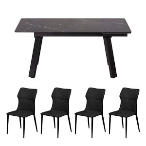 【全商品に使える11%offクーポン!!】 片側伸長式ダイニングテーブルセット セラミック 4人掛け 6人掛け 160cm 200cm ダイニングチェア 4脚セット おしゃれ モダン 石目調 大理石調 食卓テーブルセ