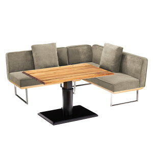 【全商品に使える最大12%offクーポン!!】 リビングダイニングセット 4人掛け 昇降式 ダイニングテーブルセット 幅120cm 木製 天然木 アカシア ソファ スチール脚 ダイニングセット LDセット コ