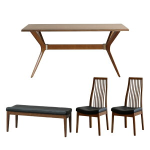 【全商品に使える11%offクーポン!!】 ダイニングテーブルセット 4人掛け 幅160cm 木製 ホワイトオーク ダイニングチェア 2脚セット ダイニングベンチ 110cm 背もたれなし 木脚 食卓セット ハイバ