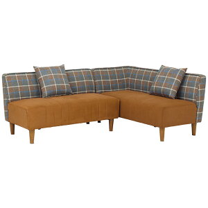 【全商品に使える11%offクーポン!!】 ダイニングソファ LDソファ 2点セット コーナーソファ 4人掛け 肘無し おしゃれ 北欧 カフェ風 カジュアル レザーファブリック チェック柄 ソファー L型 リ