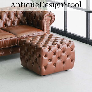 【全商品に使える11%offクーポン!!】 スツール オットマン 腰掛け 足置き おしゃれ クラシック 1人掛け ヴィンテージ 1人用 椅子 チェア いす コンパクト PVC バイキャスト 耐久性 Sバネ ウェー