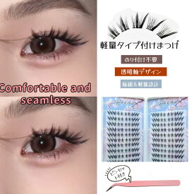 つけまつげ 部分つけまつげ セクションタイプ ナチュラル のり不要 軽量 透明軸 快適 人気 立体感 自然派 長時間キープ つけ心地が良い 接着剤不要 欧米風 アイメーク メイクツール TANJM-GHJ