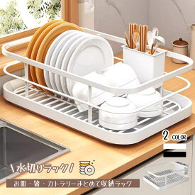 水切りラック 水切りかご 食器水切りラック キッチンラック 分離式 トレイ付き サビにくい お手入れ簡単 油汚れに強い 清潔キープ 独立型PP箸筒 衛生的 お皿 箸 お椀 キッチン収納 食器収納 AMZ-co-SNWJ