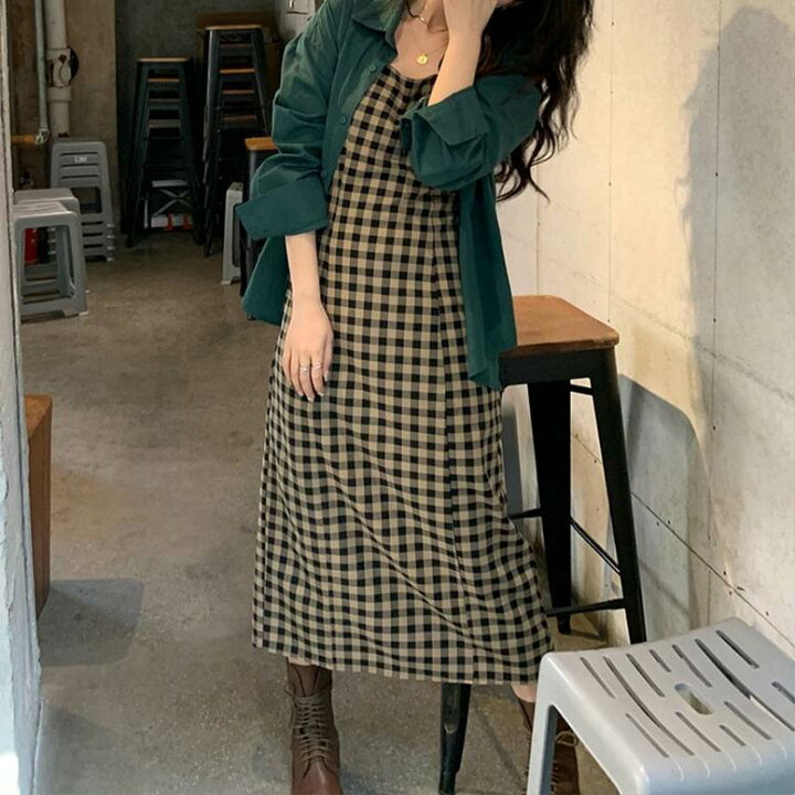 楽天市場】ワンピース キャミワンピ レディース チェック柄 ロング丈  