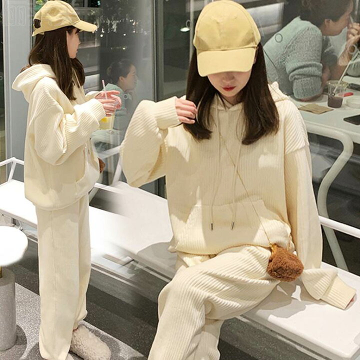 楽天市場】リブスウェットパンツ セットアップ レディース 春 秋 冬 