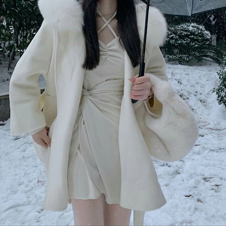 ファー付きフードコート ライトベージュ ベージュ ファー付きコート  