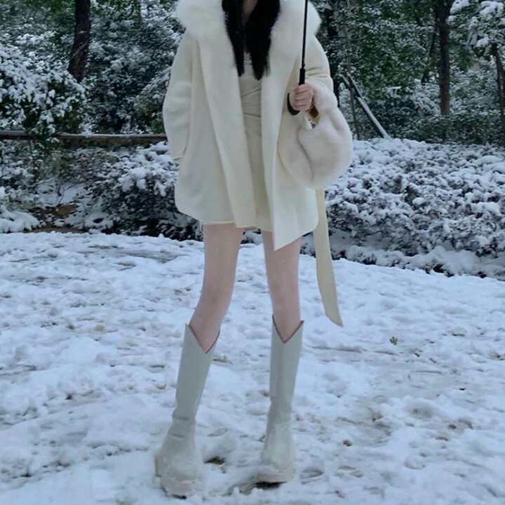 楽天市場】ファーフード付きショートコート アウター レディース  