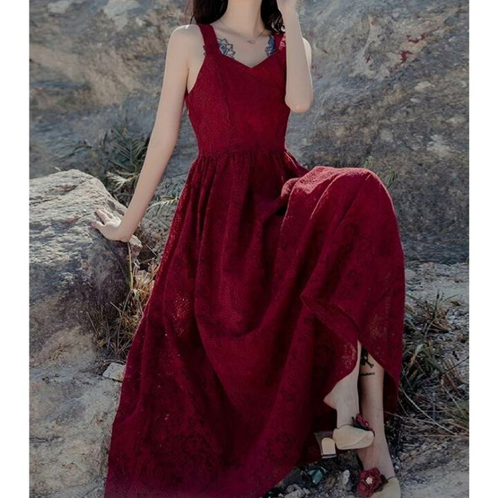 楽天市場】ワンピース 総レース ロング フレアワンピ レディース  