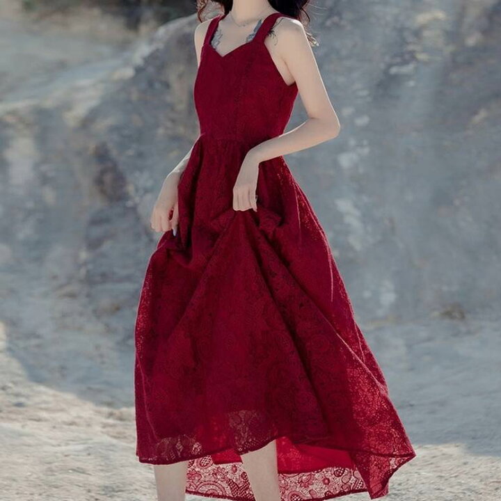 楽天市場】ワンピース 総レース ロング フレアワンピ レディース  