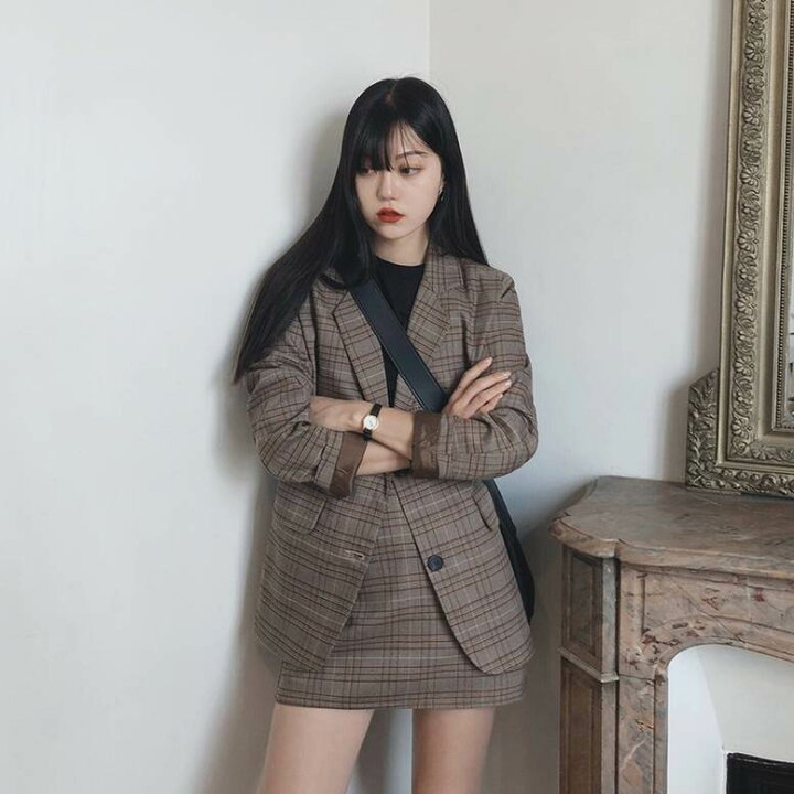 楽天市場】セットアップ チェック柄 スカート ジャケット スーツ  