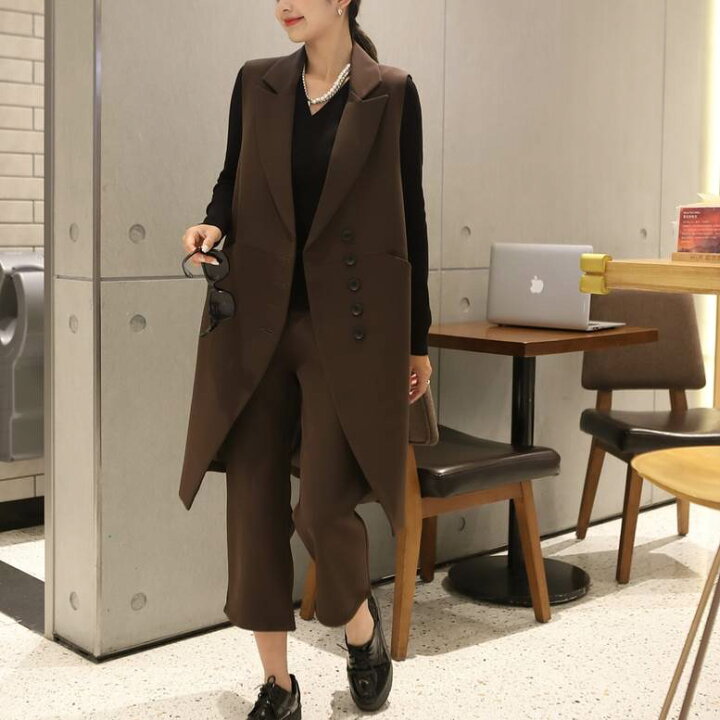 楽天市場】ロングジレパンツスーツ セットアップ レディース 