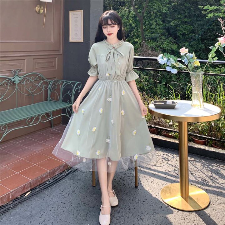 楽天市場】ドレス ワンピース ロング 半袖 ラウンドネック 襟付き A 