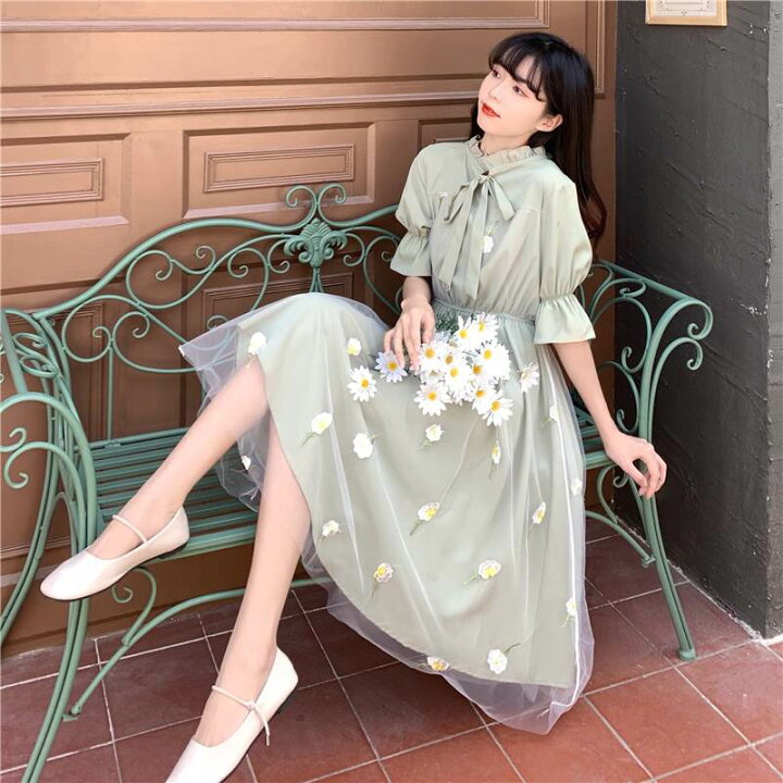 楽天市場】ドレス ワンピース ロング 半袖 ラウンドネック 襟付き A 