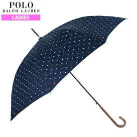 【新古品】POLO RALPH LAUREN ポロ・ラルフローレン ポロ＆ドット柄 婦人 長傘 雨傘 レディース 女性 ジャンプ おしゃれ ブランド プレゼント ギフト ラッピング無料 紺 23/5/3 180523