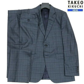 タケオキクチ スーツ TAKEO KIKUCHI 50%OFF メンズ ブランド 日本製 ウインドウペン シングル 2ボタン 紺 24/3/5 280324