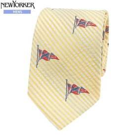 SALE大特価【NEWYORKER】ニューヨーカー 日本製 ストライプ×フラッグ刺繍シルクサッカーネクタイ 就活 ギフト プレゼント ブランド おしゃれ 黄色『17/3/5』300317【ネコポスで送料無料】