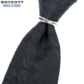SALE大特価【BOYCOTT】ボイコット ドット リング付き シルク ナロータイ(ネクタイ) 黒『19/7/2』110719 20.03sage【ネコポスで送料無料】