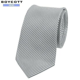 SALE大特価【BOYCOTT】ボイコット ストライプ刺繍 シルクネクタイ 就活 ギフト プレゼント ブランド おしゃれ グレー『19/7/2』110719 20.03sage【ネコポスで送料無料】