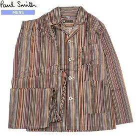 【新古品】ポールスミス パジャマ Paul Smith ブランド メンズ ギフト プレゼント マルチストライプ シグネチャーストライプ 前開き 紳士 長袖 長ズボン 赤 23/6/5 290623