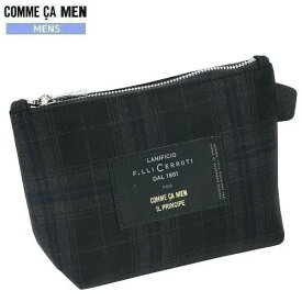 ★SALE 65%OFF【COMME CA MEN】コムサメン 「CERRUTI社生地」イルプリンチペチェック ミニポーチ チャコール『19/7/3』190719