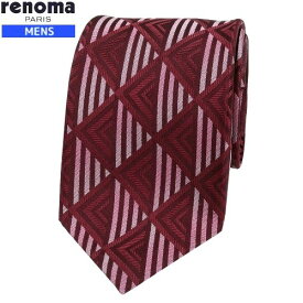 ★SALE57%OFF【renoma PARIS】レノマ 日本製 幾何学柄 シルクネクタイ 就活 ギフト プレゼント ブランド おしゃれ ワイン『21/10/4』221021【ネコポスで送料無料】