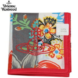 ヴィヴィアンウエストウッド ハンカチ Vivienne Westwood レディース ブランド ギフト プレゼント 日本製 ORB刺繍 フラワー プリント コットン グレー 24/1/4 250124【ネコポスで送料無料】