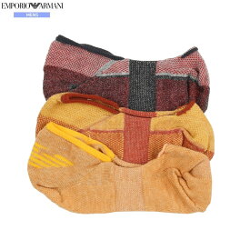 新古品 エンポリオアルマーニ 靴下 3足セット EMPORIO ARMANI 22%OFF メンズ ブランド 日本製 フットカバー 黄色×橙×赤 24/8/4 220824