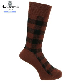 アクアスキュータム 靴下 Aquascutum メンズ ブランド ギフト プレゼント 日本製 チェック カジュアル ソックス 茶 24/9/1 060924【ネコポスで送料無料】