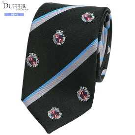 ダファー ネクタイ The DUFFER of ST.GEORGE 28%OFF メンズ ギフト プレゼント ストライプ×エンブレム クレリック シルク チャコール 24/12/4 271224【ネコポスで送料無料】