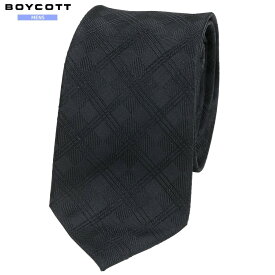 ボイコット ネクタイ BOYCOTT メンズ ブランド ギフト プレゼント シャドーチェック シルク 黒『19/7/1』050719【ネコポスで送料無料】
