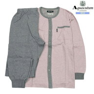 アクアスキュータム パジャマ Aquascutum 35%OFF メンズ ブランド ギフト プレゼント 細ボーダー 前開き …