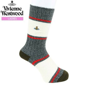 ヴィヴィアンウエストウッド 靴下 Vivienne Westwood 10%OFF レディース ブランド おしゃれ 日本製 ワッフルボーダー クルーソックス 白×グレー 23/11/4 221123【ネコポスで送料無料】