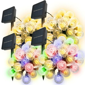 ソーラーLEDイルミネーションライト ソーラーライト イルミネーション 3種類 バブルボール 気泡 30球 電飾 防水 屋外 屋内 ソーラー充電式 8モード切替