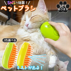 【超P祭り ポイント2倍】スチームブラシ ペットブラシ 犬猫両用 噴霧式 充電式 マッサージ スチーマーブラシ 蒸しブラシ 長毛 短毛 猫 犬 ねこ いぬ ペット ブラッシング ミスト 蒸気 充電コード付き ブラシ 犬ブラシ 猫ブ