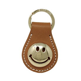 【送料無料】スマイル ニコちゃん キーホルダー ゴールド レザーキーホルダー キーリング 本革 バッグチャーム スマイリー カラフル 可愛い