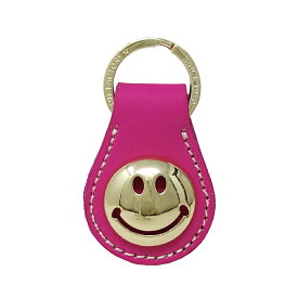 【送料無料】スマイル ニコちゃん キーホルダー ゴールド レザーキーホルダー キーリング 本革 バッグチャーム スマイリー カラフル 可愛い