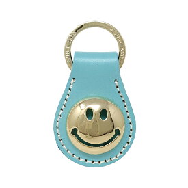 【送料無料】スマイル ニコちゃん キーホルダー ゴールド レザーキーホルダー キーリング 本革 バッグチャーム スマイリー カラフル 可愛い