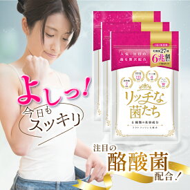 【MAX250円OFFクーポン 3日間限定お客様感謝デー】酪酸菌 乳酸菌 サプリメント 3ヶ月分 サプリ 腸活 便秘 便通 改善 腸内フローラ ダイエット ビフィズス菌 ラクトフェリン 腸内環境 スッキリ ラブレ菌 ガセリ菌 善玉菌 酵素 リッチな菌たち 3袋 食物繊維 日本製