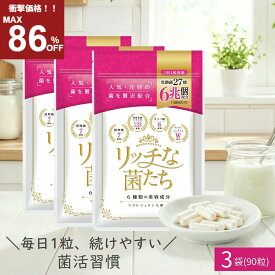 【499円/袋】 酪酸菌 乳酸菌 サプリメント 3ヶ月分 30粒 ビフィズス菌 ラクトフェリン 腸内環境 ラブレ菌 ガセリ菌 リッチな菌たち 3袋 食物繊維 日本製