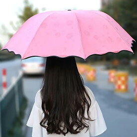 【晴雨兼用】【濡れると花柄に】【在庫処分】折りたたみ傘 blooming UVカット 日除け 遮光 夏用 プレゼント ギフト 女性 女子 レディース