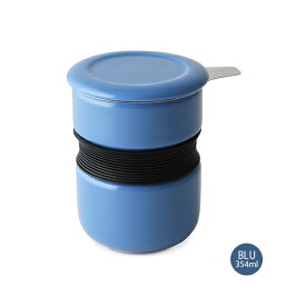 FOR LIFE カーブ アジアンスタイル ティーカップ Blue 354ml インフューザー 茶こし付き 最適の品質と機能 硬質陶器 茶器 紅茶 お茶 ハーブ シンプル おしゃれ