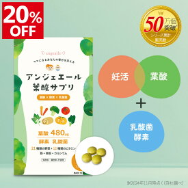 ＼只今20%OFF！楽天スーパーSALE特別価格／ 妊活サプリ 葉酸サプリ 妊活 乳酸菌 酵素 妊娠 妊娠中 子育て 授乳中 葉酸 野菜 ビタミン カルシウム 亜鉛 鉄 ビオチン 栄養機能食品 モノグルタミン酸型 30代 40代 女性 アンジェエール 送料無料 日本製 120粒 30日分