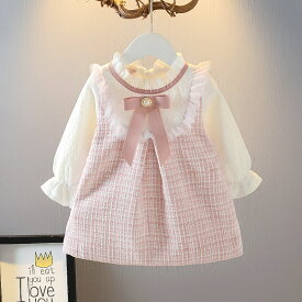 【10%OFFクーポン★本日20時】入園式 ワンピース 女の子 子供服 スーツ 3歳 5歳 子供服 フォーマル 保育園 子供 ツイード生地 お出かけ シンプル 可愛い チュニック 長袖 子ども キッズ おしゃれ 小学生 人気 七五三 夏服 結婚式 90 100 110 120 130 ピンク 4歳 プレゼ