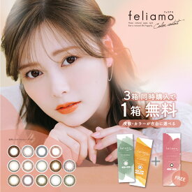 ★100円オフクーポン配布中★【3箱目無料】feliamo フェリアモ 1day 1箱10枚入×2箱 +1箱プレゼント | カラコン ワンデー 度あり 度なし カラーコンタクト 14.2mm 14.5mm 白石麻衣 1day 1デイ 2+1 【ネコポス専用】