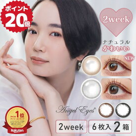 ★100円クーポン配布中★カラコン 2week グレー エンジェルアイズ 2week 1箱6枚入×2箱 | 当日発送 2ウィーク カラーコンタクト フチあり サークルレンズ 度あり 度なし 2週間 ブラウン 茶色 ナチュラル 自然 大人 低含水 uv 着色直径 小さめ 12.8 BC8.6 【ネコポス】