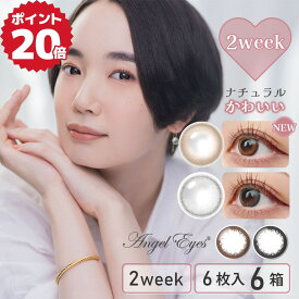 【6箱セット】カラコン 2week グレー エンジェルアイズ 2week 1箱 6枚入×6箱( 当日発送 2ウィーク カラーコンタクト フチあり サークルレンズ 度あり 度なし 2週間 ブラウン 茶色 ナチュラル 自然 大人 低含水 uv 着色直径 小さめ 12.8 BC8.6 【ネコポス】)