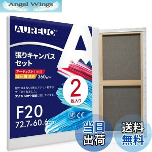 【送料無料】AUREUO 張りキャンバス セット F20 (72.7cmX60.6cm) 中目 綿化繊混紡 2枚 初心者 絵画用具 芸術絵創作 現代油絵 美術装飾 水彩画・油絵画・アクリル兼用