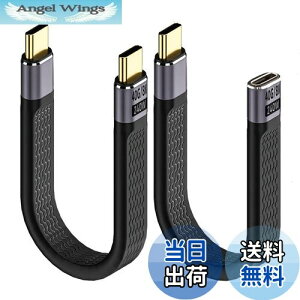 【送料無料】Leehitech 2×13CM 240W USB C to USB C 短い ケーブル 40Gbps オス to オス + オス to メス Thunderbolt 4 フラットケーブル 8K@60Hz 画面投影。iPhone 16/15 シリーズ、iPad、Macbook Air/Pro、Galaxy S24、Steam Dec