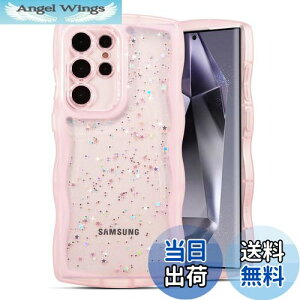 【送料無料】QLTYPRI Galaxy S24 Ultra ケース クリア TPU カバー ウェーブ おしゃれ 韓国 可愛い ウェーブ グリッター 透明 薄型 軽量 耐衝撃 滑り止め (SC-52E / SCG26) スマホケース ワイヤレス充電対応